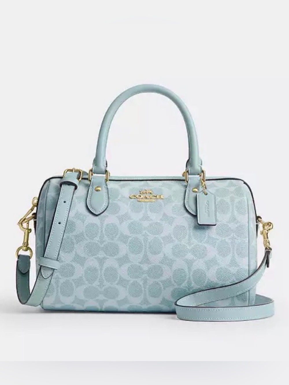 New Coach Rowan Satchel Bag
In Signature Canvas Light Blue